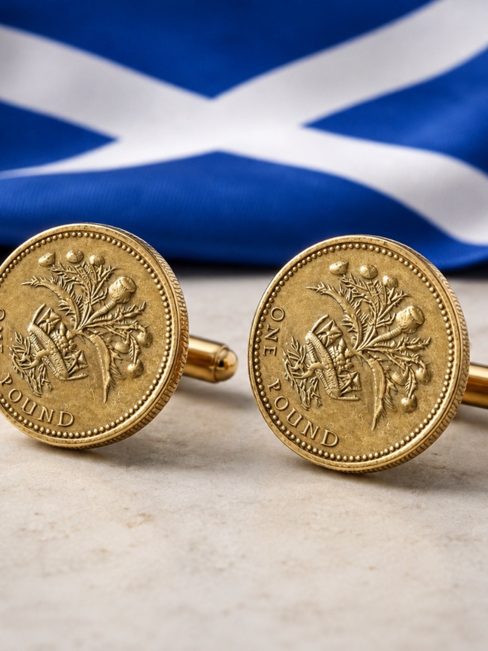 Thistle & Crown One Pound Coin Cufflinks – UK £1 Coin Set |Symbol  of Scotland